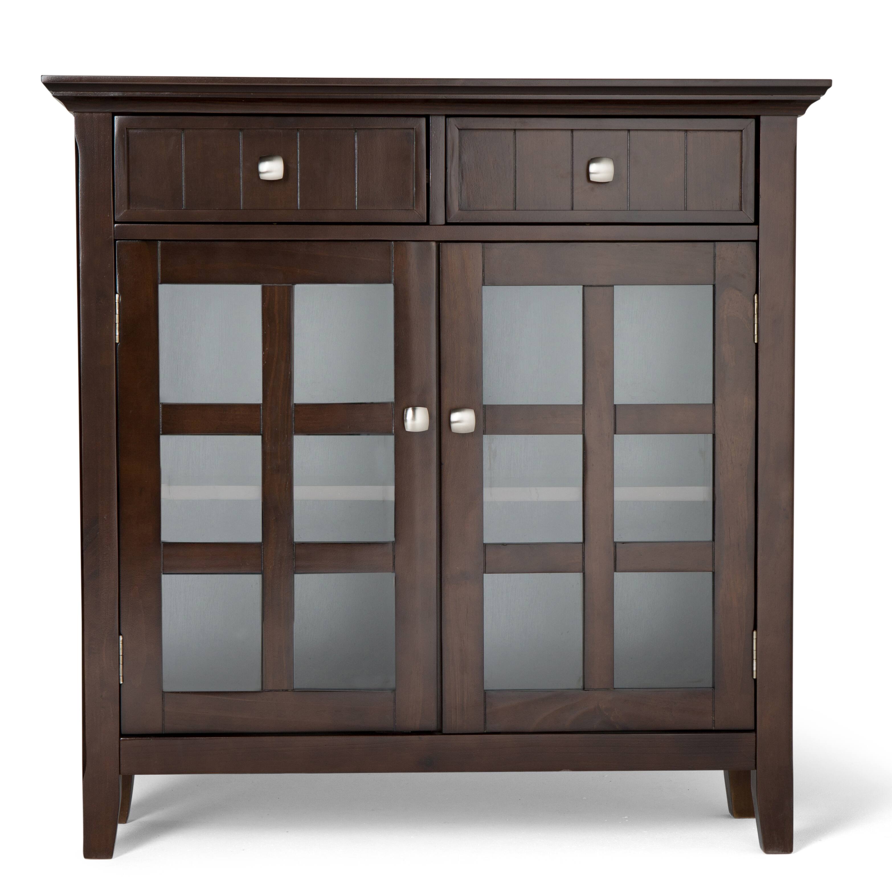 Alt View 4. Simpli Home - Acadian Solid Wood 48 inch Wide Storage Bench with Shelf and 36 inch Wide Storage Cabinet in Brunette Brown - Brunette Brown.