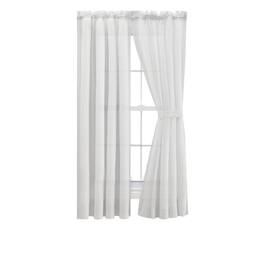 Ellis Curtain - Cotton Voile 1.5" Rod Packet Tailored Curtain Panel Pair for Windows 80" x 72" - White