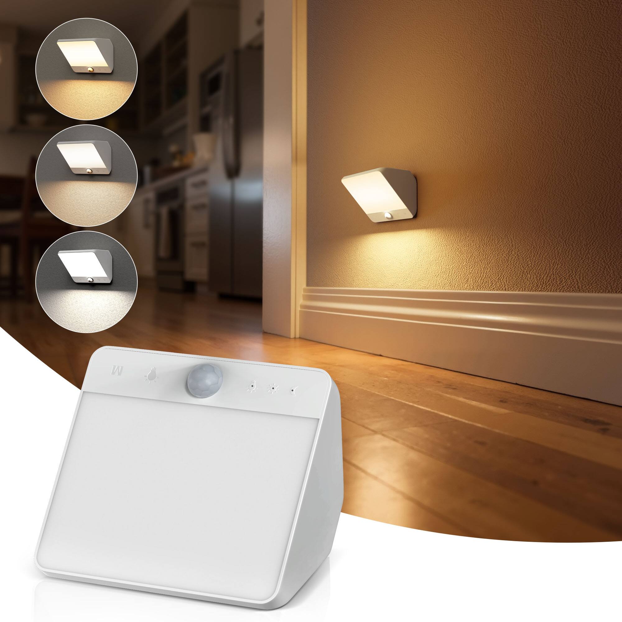 Angle. Jandcase - JANDCASE 0.5W Battery Operated Motion Sensor Night Light, 3CCT Selectable, Touch Control, Stepless Dimming - White.
