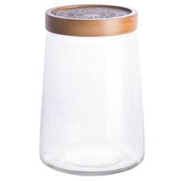 Gibson - Cravings By Chrissy Teigen 5.75 Inch Glass Canister with Wood Lid - Clear