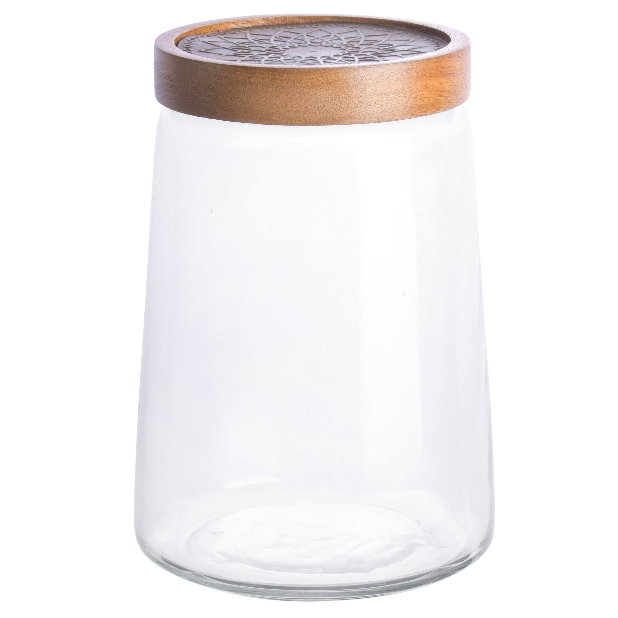 Front. Gibson - Cravings By Chrissy Teigen 5.75 Inch Glass Canister with Wood Lid - Clear.