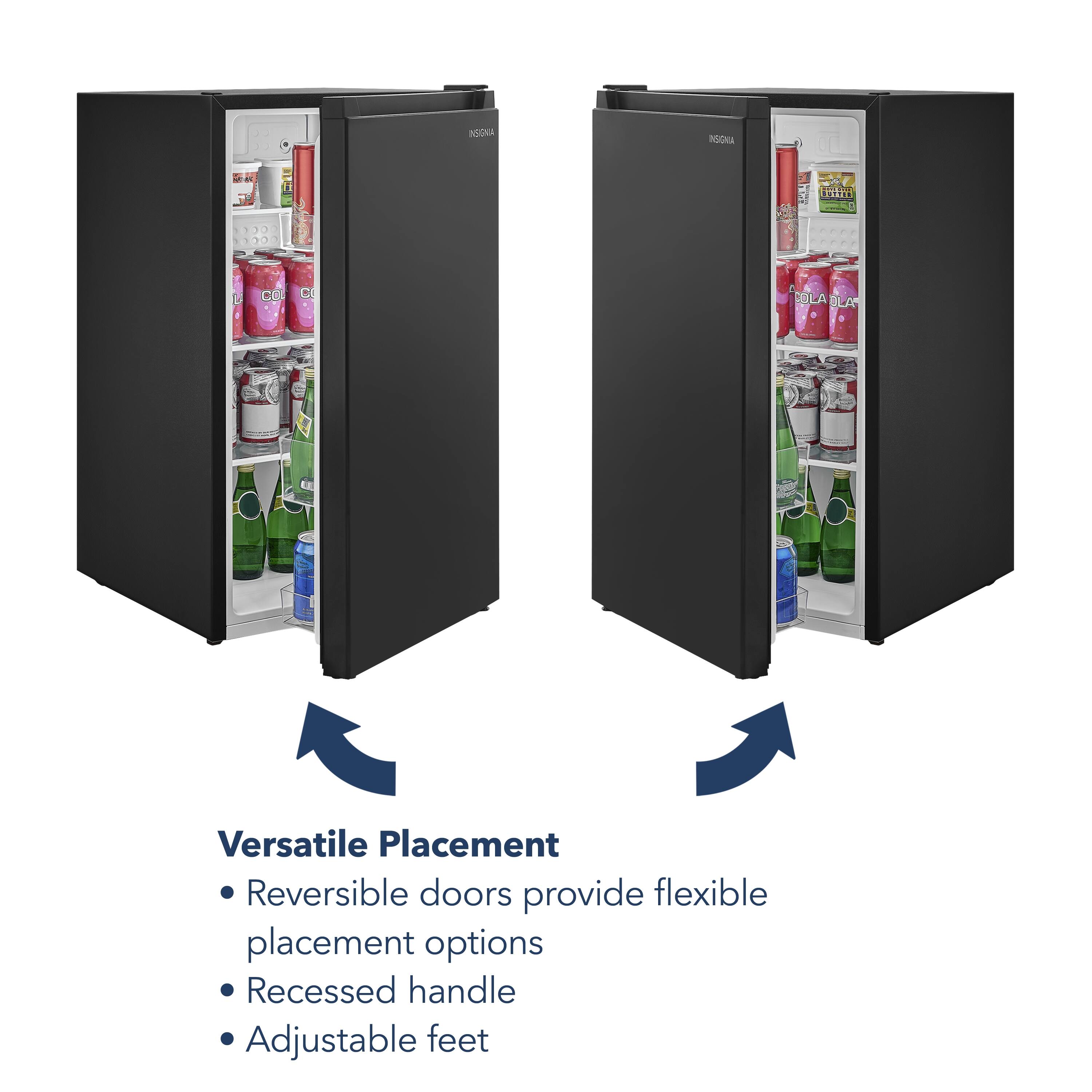 Versatile Placement Reversible doors provide flexible placement options Recessed handle Adjustable feet