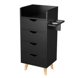 Winado - Salon Storage Cabinet Salon Styling Station Organizer Equipment with 4 Drawers & 2 Hair Dryer Holders for Beauty Barber - Black