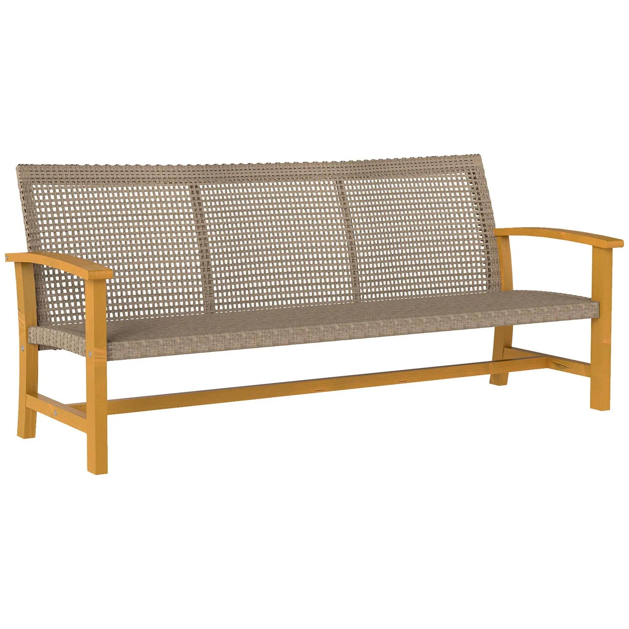Angle. Resenkos - Resenkos 3-Seaters Wicker Sofa, Outdoor Sectional Furniture, PE Wicker, Acacia Wood, Brown - Brown.