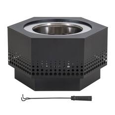 Front. SUNJOY - Sunjoy Black 28" Round Cut-Out Style Smokeless Fire Pit Portable Wood Burning Firepit with Removable Ash Pan - Black, 28" Round Cut-Out.