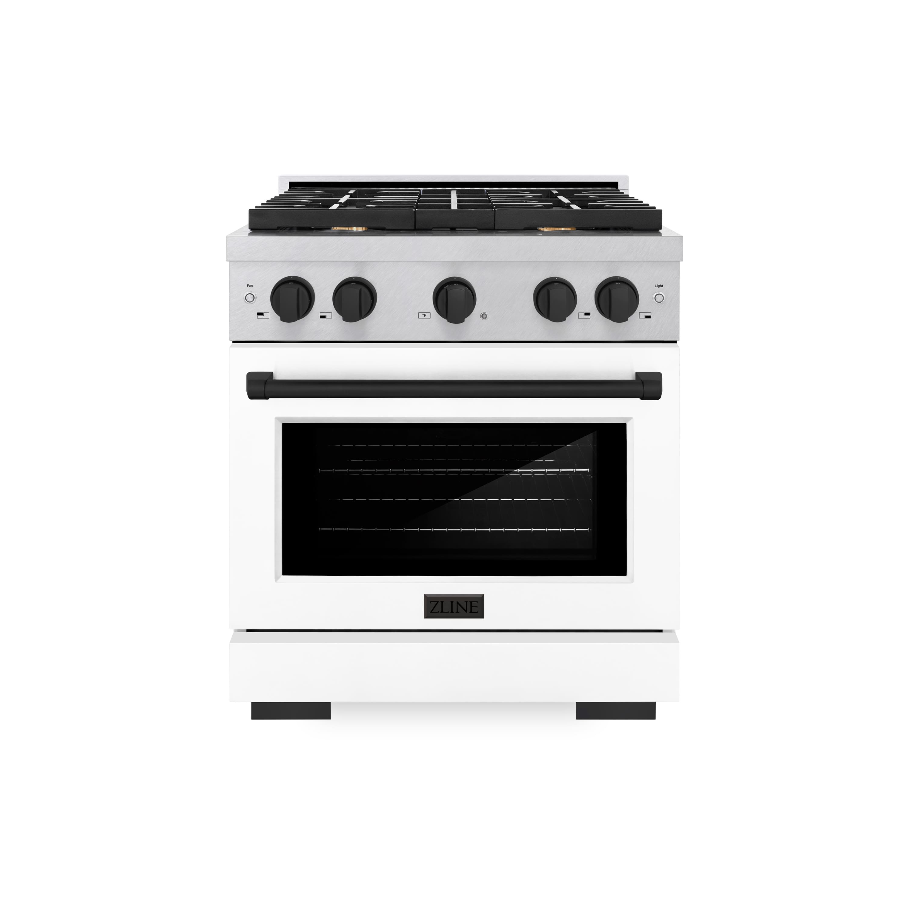 ZLINE - Autograph 30 in. Paramount Dual Fuel Range with White and Black Accents (SDRSZ-WM-30-MB) - White - Front_Zoom
