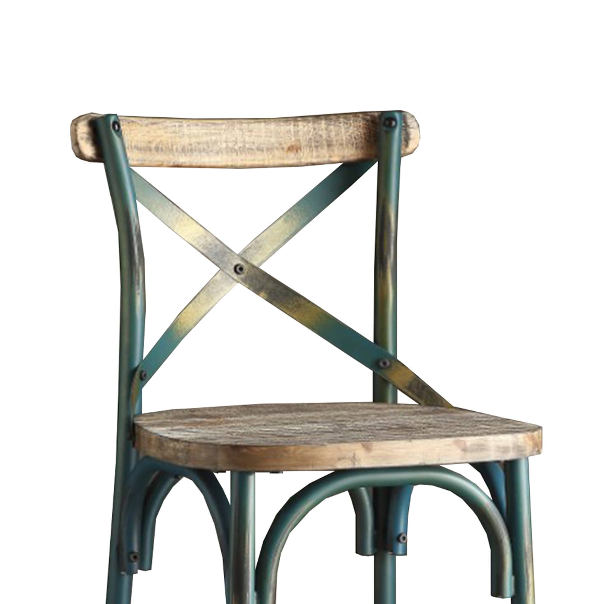 Alt View 1. Manhattan Lane - Wood & metal Bar Height Chair with X Style Panel back - Antique Sky Blue.