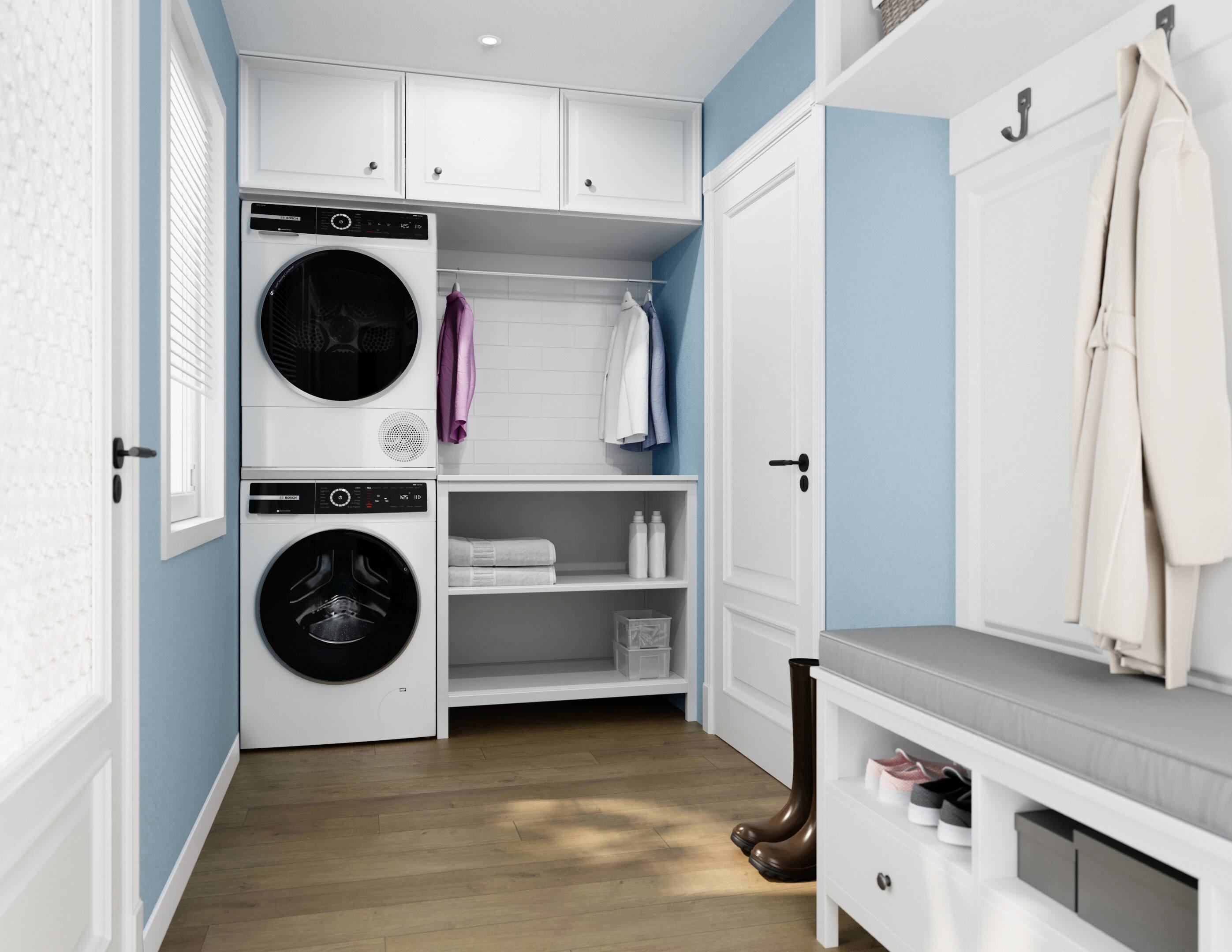 Alt View 14. Bosch - 500 Series 2.4 Cu. Ft. High-Efficiency Stackable Smart Front Load Washer with 4D Wash System - White.