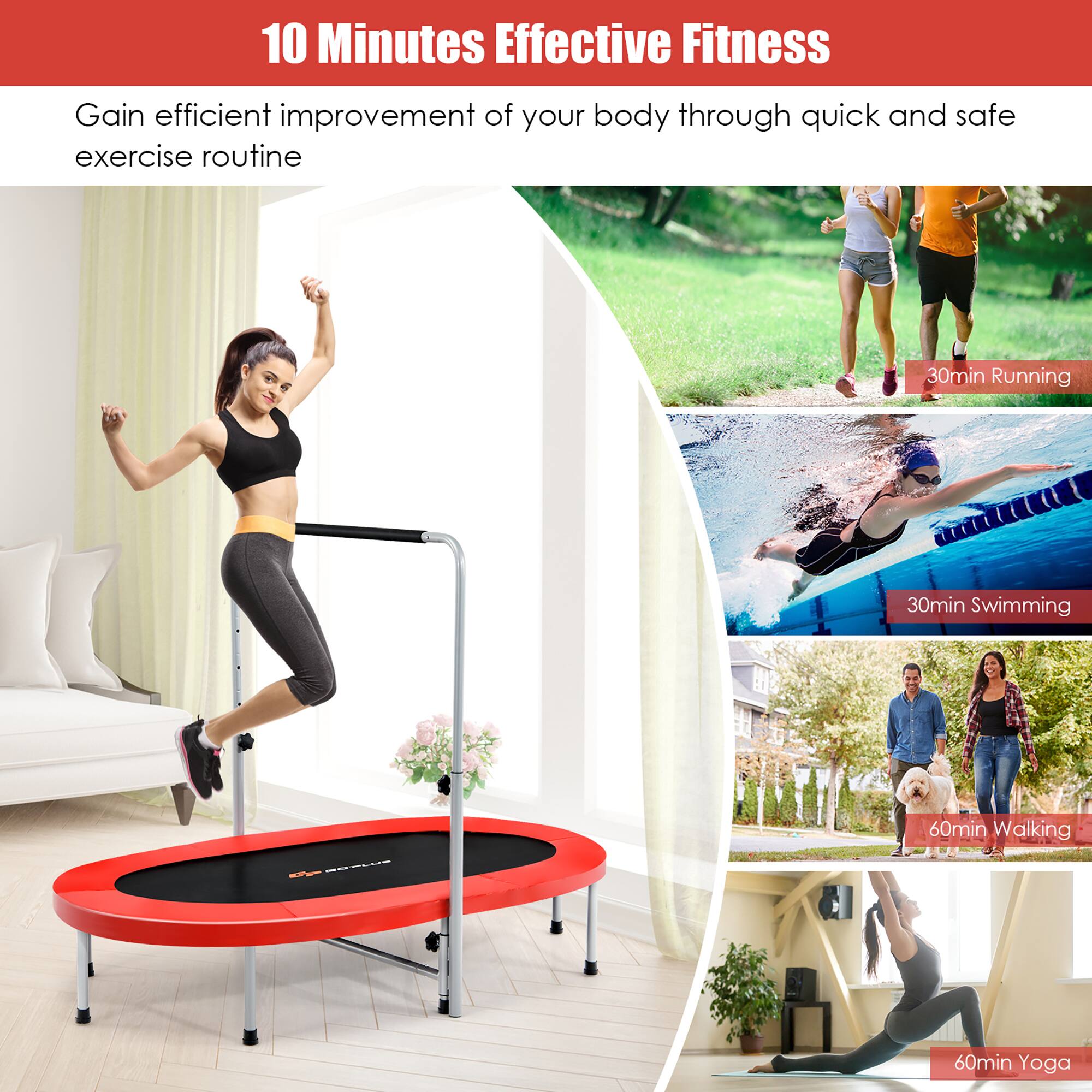 10 Minutes Effective Fitness

Gain efficient improvement of your body through quick and safe exercise routine

- 30min Running
- 30min Swimming
- 60min Walking
- 60min Yoga