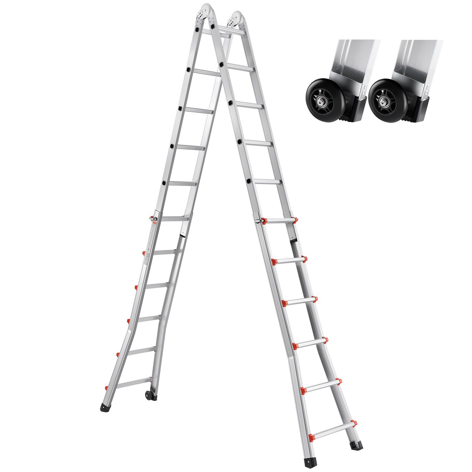 Alt View 5. VEVOR - Telescoping Ladder A Frame, 20.5 FT Compact Aluminum Extension Ladder, Multi-Function Portable Collapsible RV Ladder - Silver.