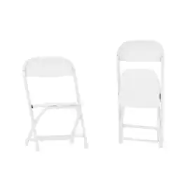 Emma + Oliver - 2 Pack Kids Plastic Folding Chair Daycare Home School Furniture - White