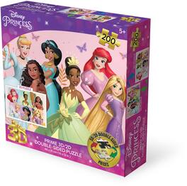 PopMarket - Disney Princess 6 Princesses 200pc 18x12 in 3D/2D Double-Sided Puzzle - COLLECTIBLES - Multicolor