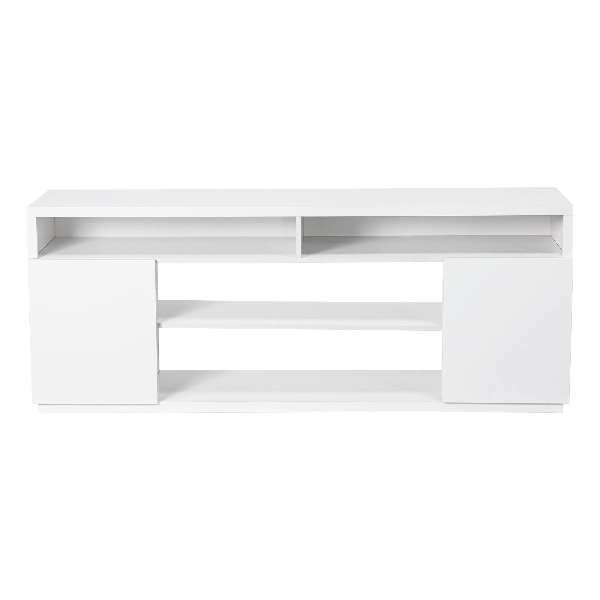 Alt View 5. Ihomeadore - 68" White LED TV Stand Media Console with Adjustable Open Shelves for TVs up to 78" - White.