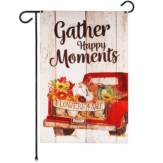 G128 - Garden Flag Gather Happy Moments Flower Truck 12 x 18 inch Blockout Polyester - Assorted Colors