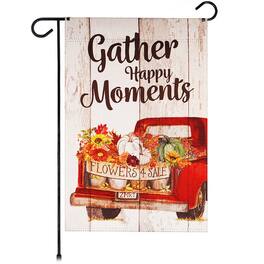 G128 - Garden Flag Gather Happy Moments Flower Truck 12 x 18 inch Blockout Polyester - Assorted Colors