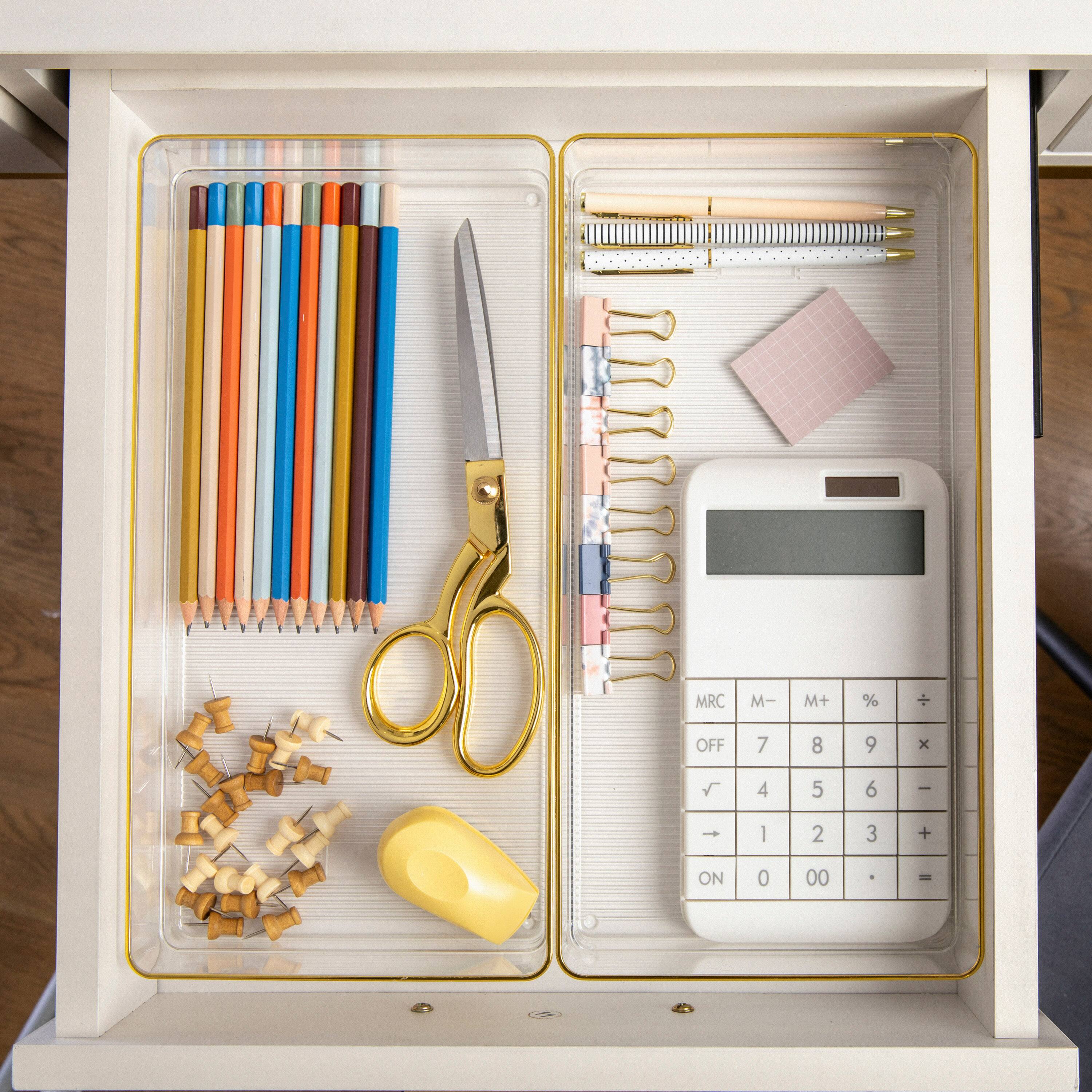 The text on the image reads: "IIUOTII MRC OFF t ON M- 7 4 I 0 M+ 8 5 2 00 % 9 6 3 + -". However, it appears to be a random combination of letters and numbers without any coherent meaning. The image itself features a drawer with various office supplies, including scissors, a calculator, and pencils.