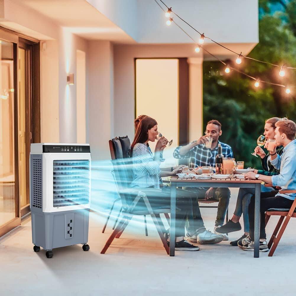 Alt View 1. Nordic Hygge - 3500 CFM Portable Evaporative Air Cooler Fan Humidifier Indoor/Outdoor up to 1800 Sq Ft in White.
