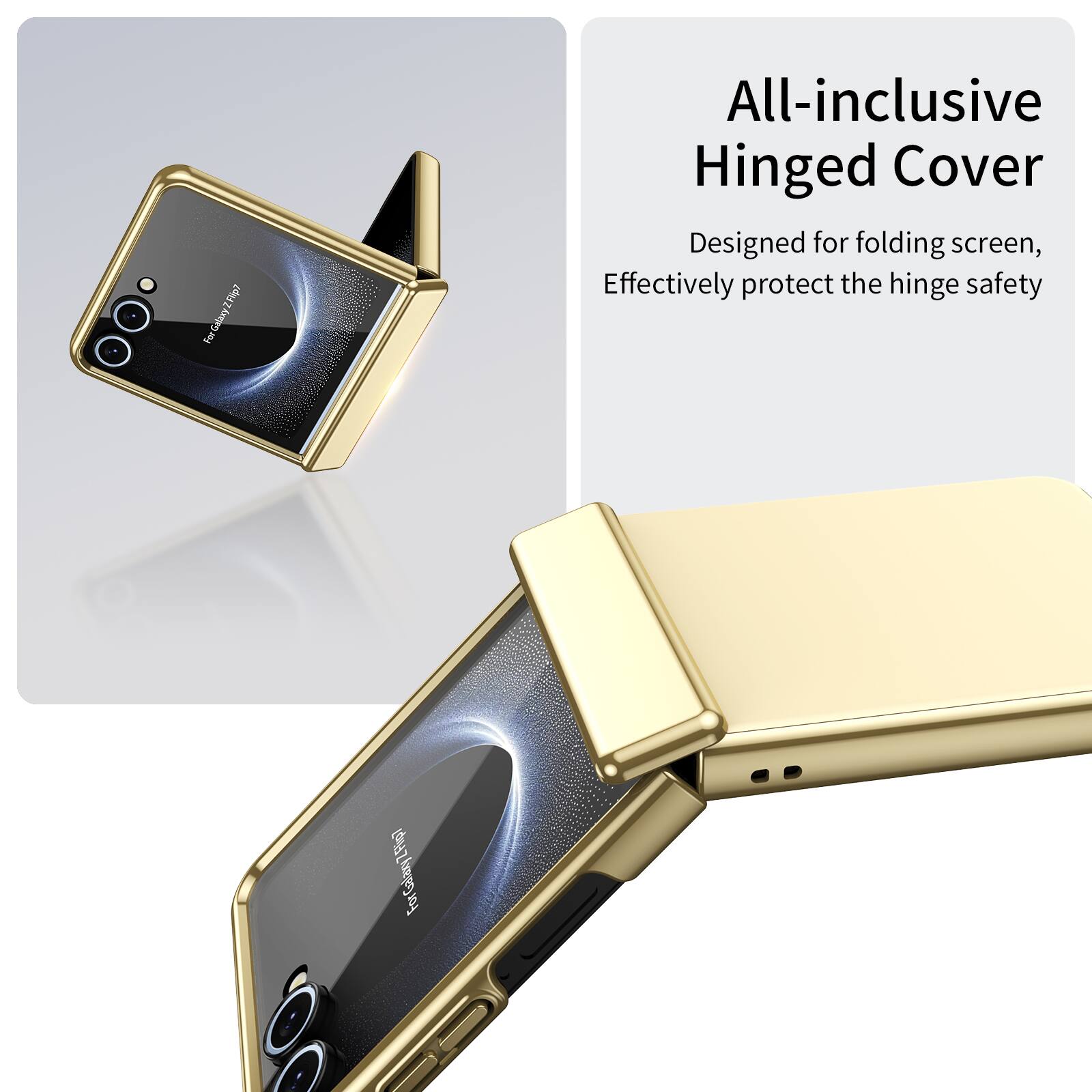 For Galaxy Z Flip7 All-inclusive Hinged Cover Designed for folding screen, Effectively protect the hinge safety