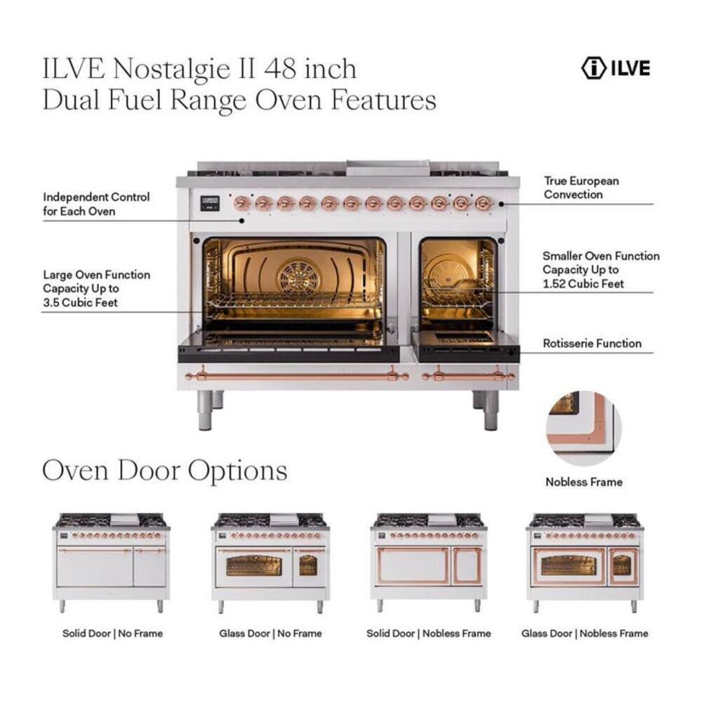 ILVE Nostalgie II 48 inch Dual Fuel Range with 5.02 cu. ft. Total ...