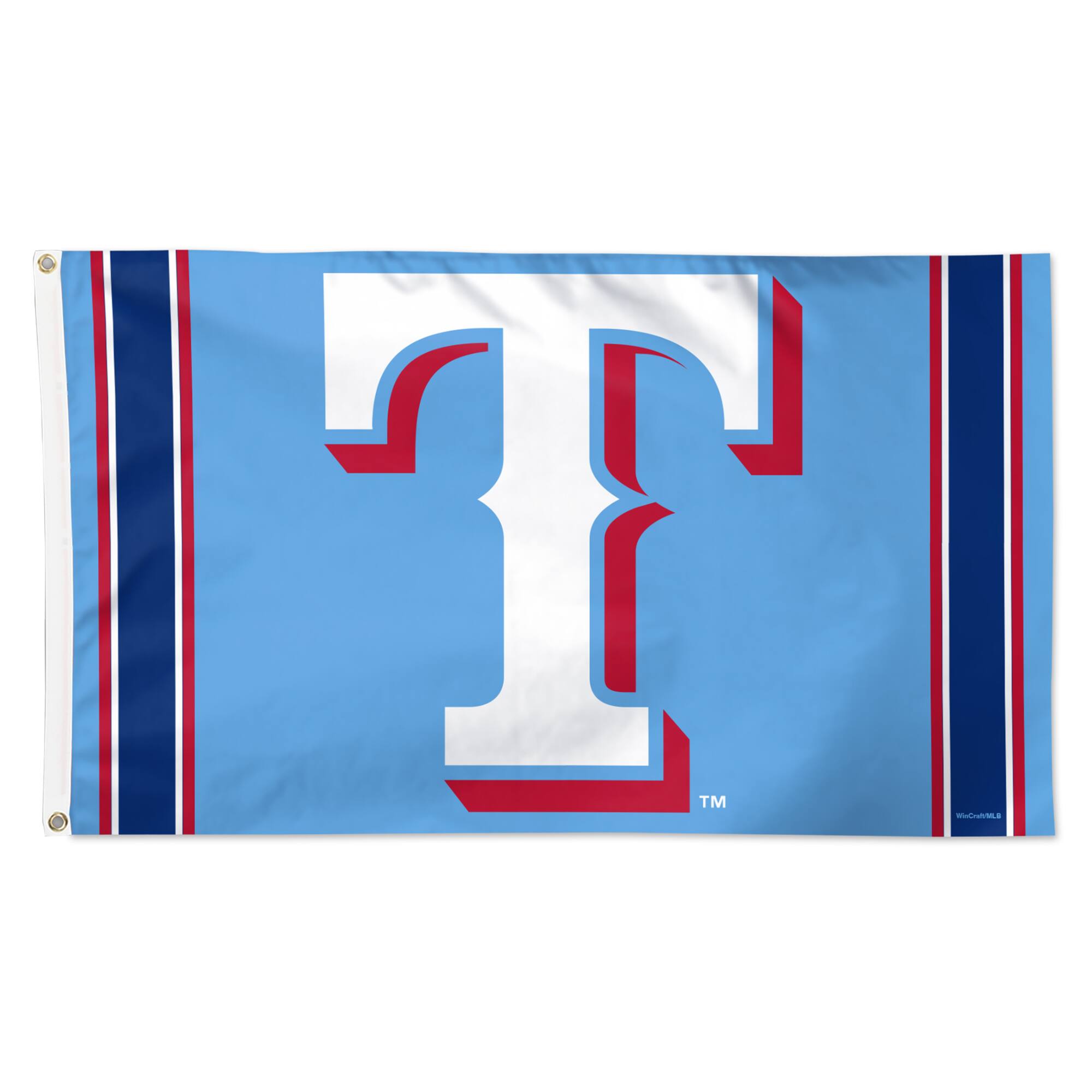 Front. WinCraft - Texas Rangers 3' x 5' Team Vertical Stripe Deluxe Single-Sided Flag - Multicolor.