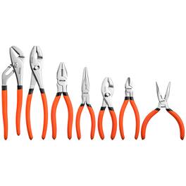 VEVOR - Pliers Set 7-Piece Utility Set Polished Carbon Steel Jaw Hand Tools, For DIY & Home Use, 8" Groove Joint, 7" Combination - Orange;Silver