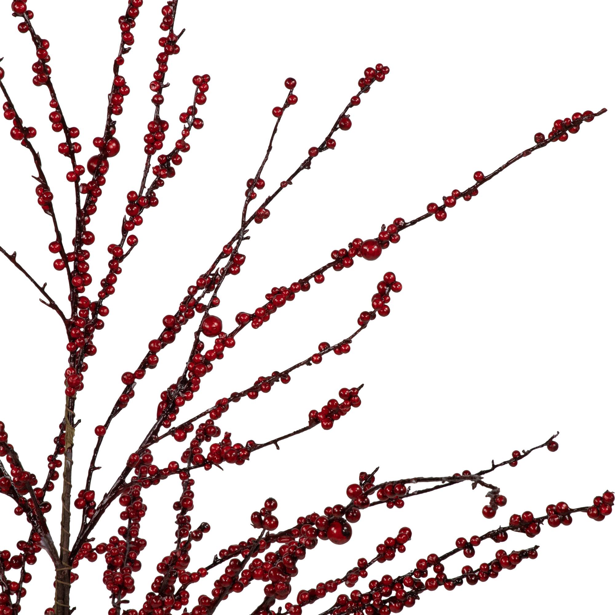 Alt View 1. Northlight - 50" Artificial Red Berry Christmas Twig Tree with Square Stand, Unlit - Red.