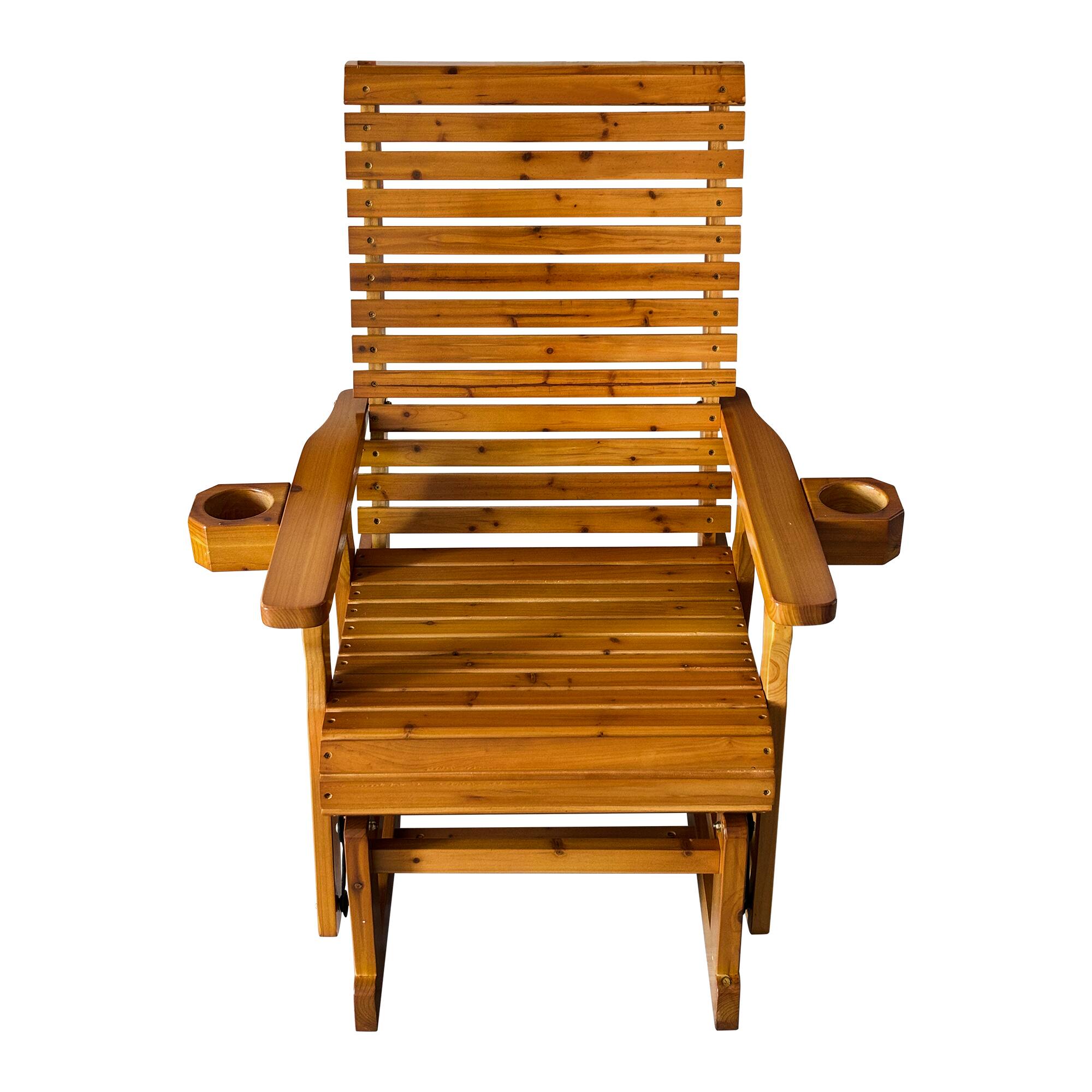 Alt View 2. Fortune Candy - Wooden Patio Glider w/High Back & Deep Contoured Seat, Solid Fir Wood, Heavy-Duty 600 lbs(1 Searter, 2 Pack) - Brown.