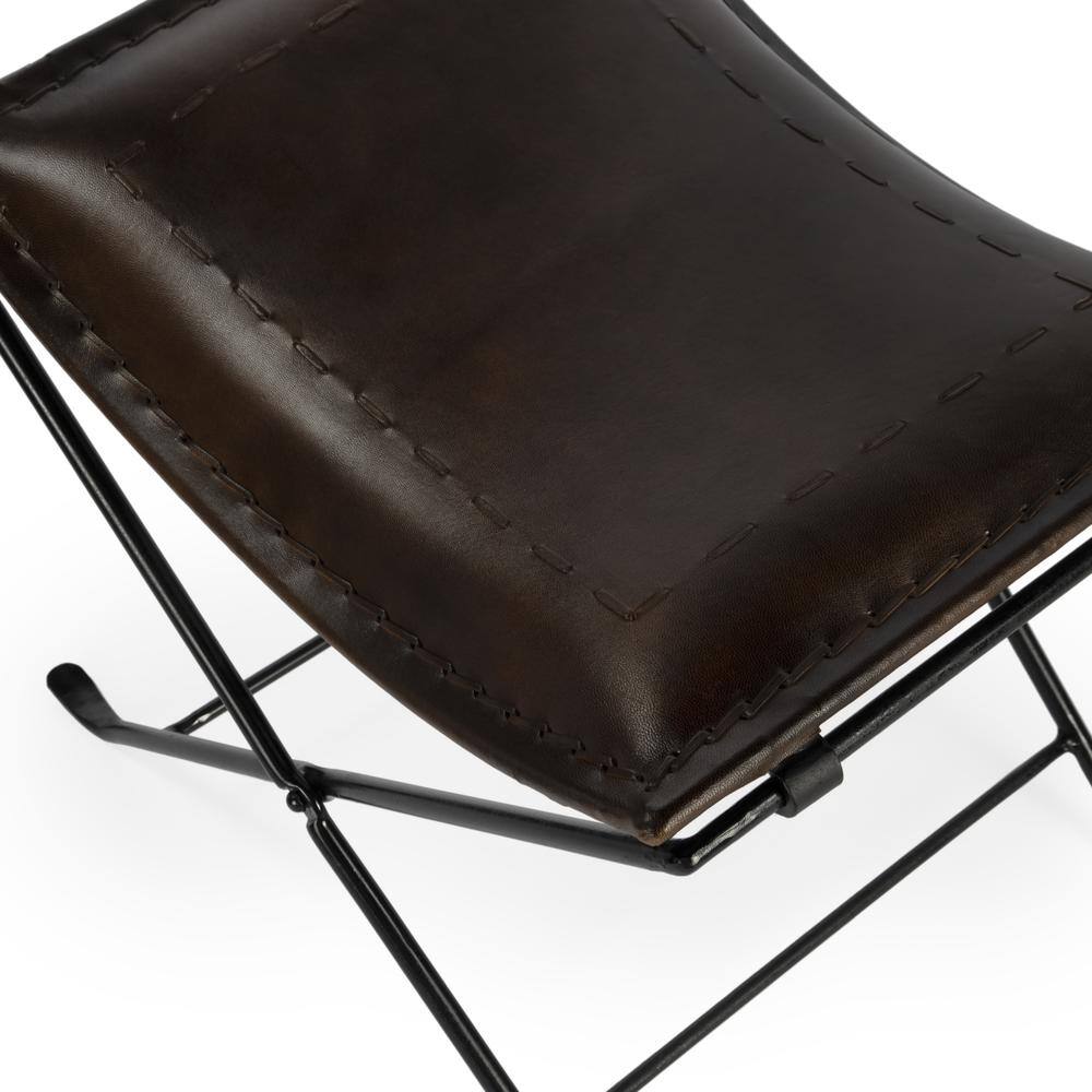 Left. Butler Specialty - Melton Leather 21.5"W Accent Stool - Dark Brown.