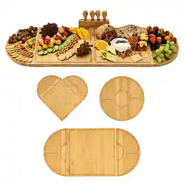 Unique Bargains - Charcuterie Boards & Knife Set, 4 in 1 Long & Round Magnetic Cheese Platter, Gift for House Warming - Bamboo