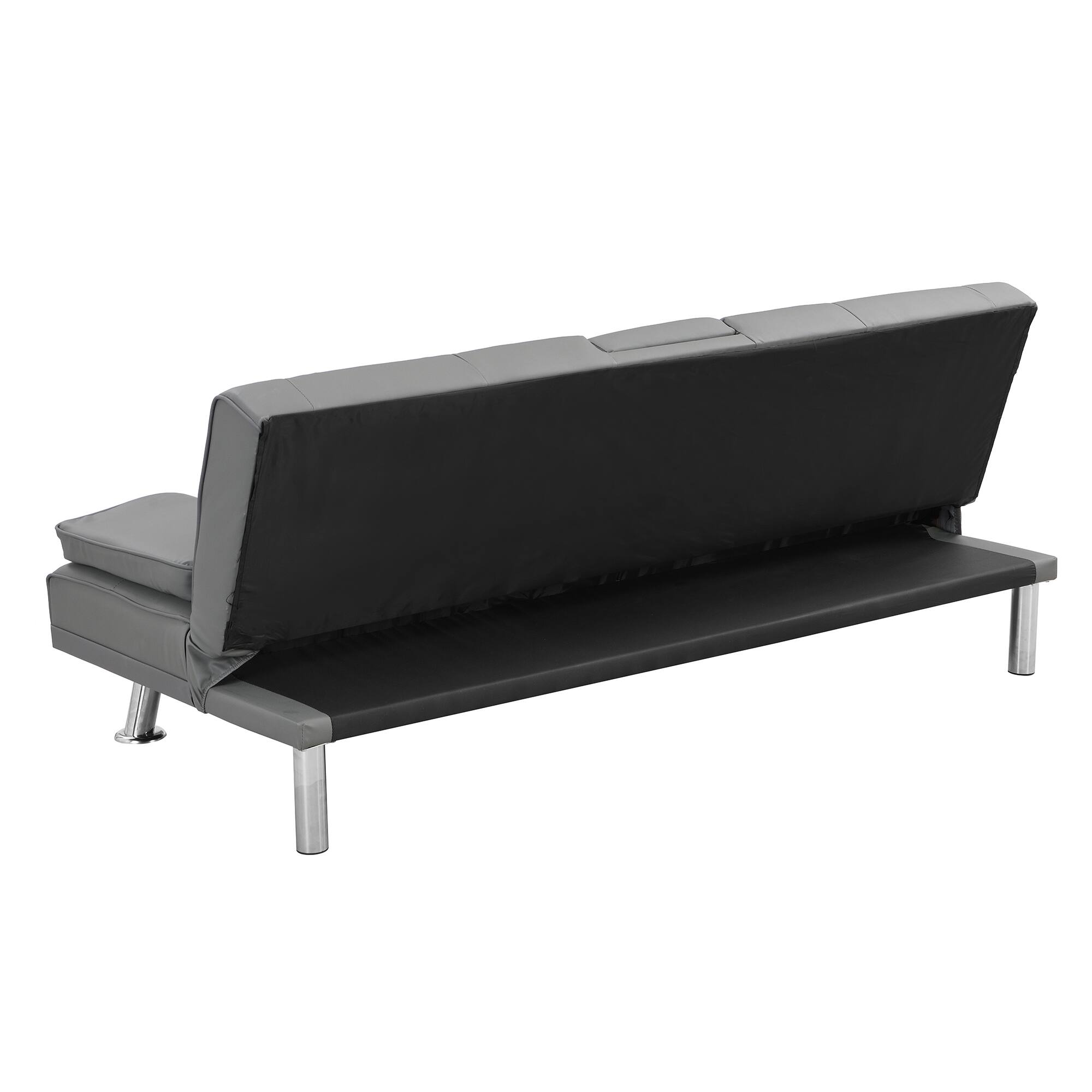 Tiramisubest Modern Sofa Bed with Armrest Two Holders, PVC Upholstery ...