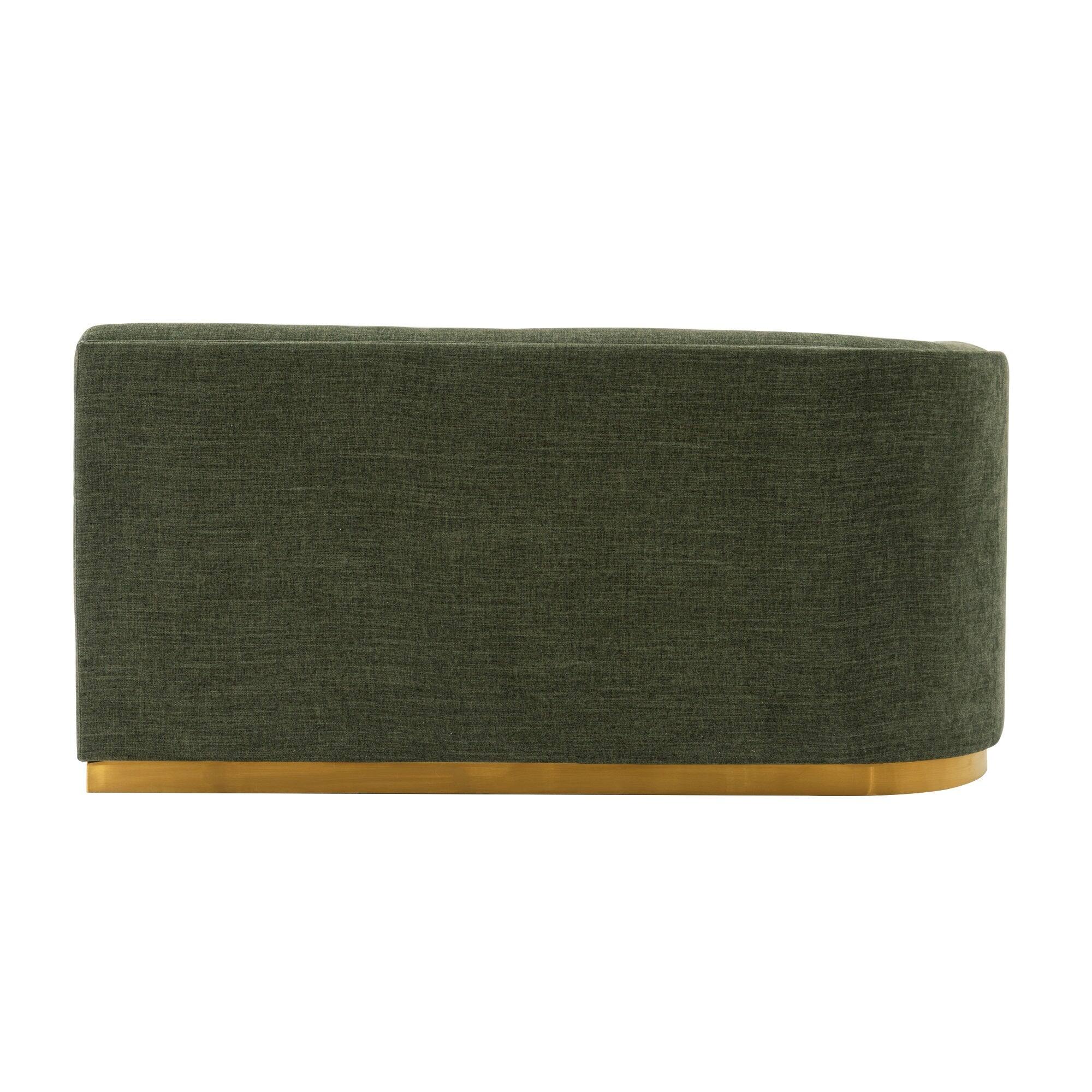 Back. Manhattan Comfort - Daria Modern 132" Chenille Sectional - Olive Green.