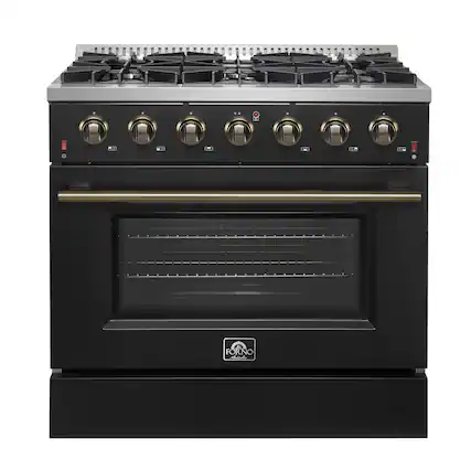 Front. Forno Appliances - Galiano 5.36 Cu. Ft. Freestanding Gas Range with Convection Oven - Black.