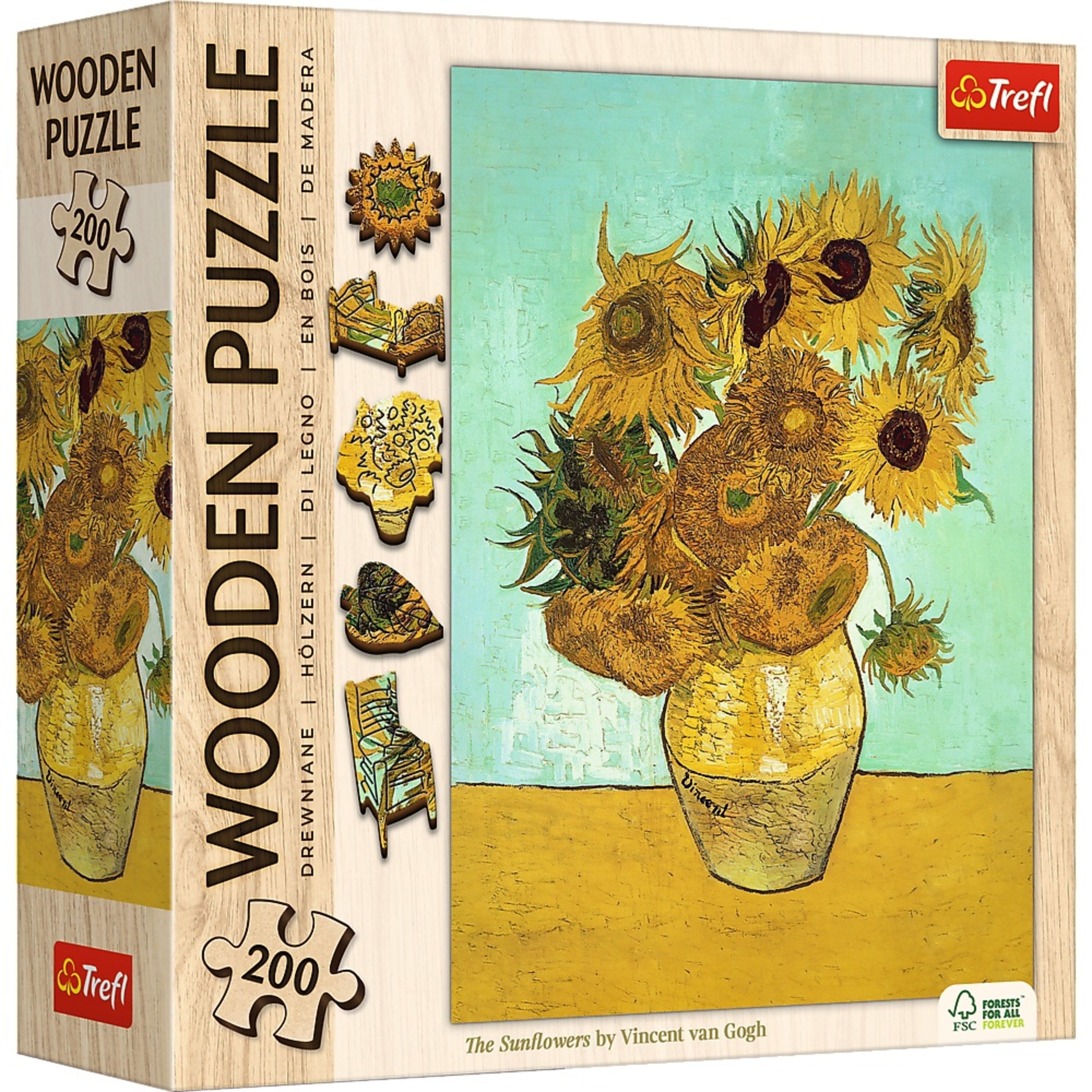 Trefl - Wood Craft 200 Piece Wooden Puzzle - Sunflowers - Vincent van Gogh