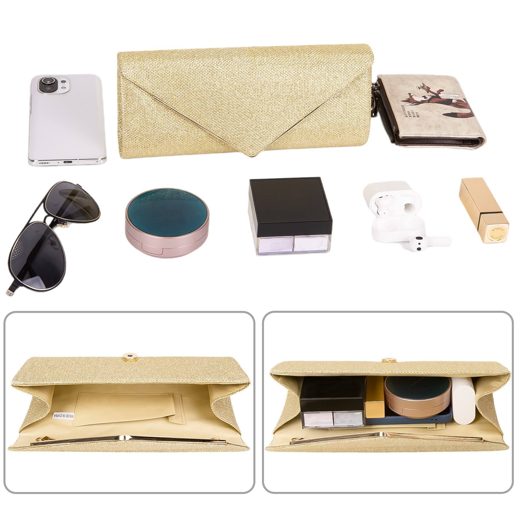 Left. Fabibe - Clutch Purses For Women  Sparkling Envelope Evening Bag With Detachable Chain. Size and Capacity: Our clutch purse. - Black.