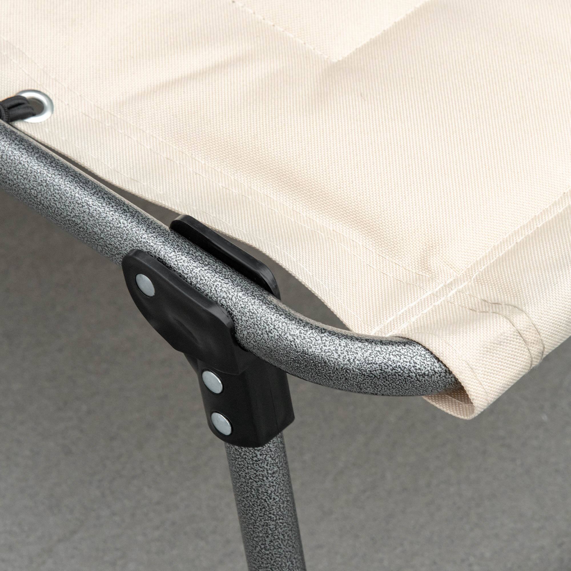 Alt View 7. Outsunny - Padded Folding Chaise Lounge Chair, Outdoor 6-Level Reclining Camping Tanning Chair with Headrest for Beach, Yard - Beige.