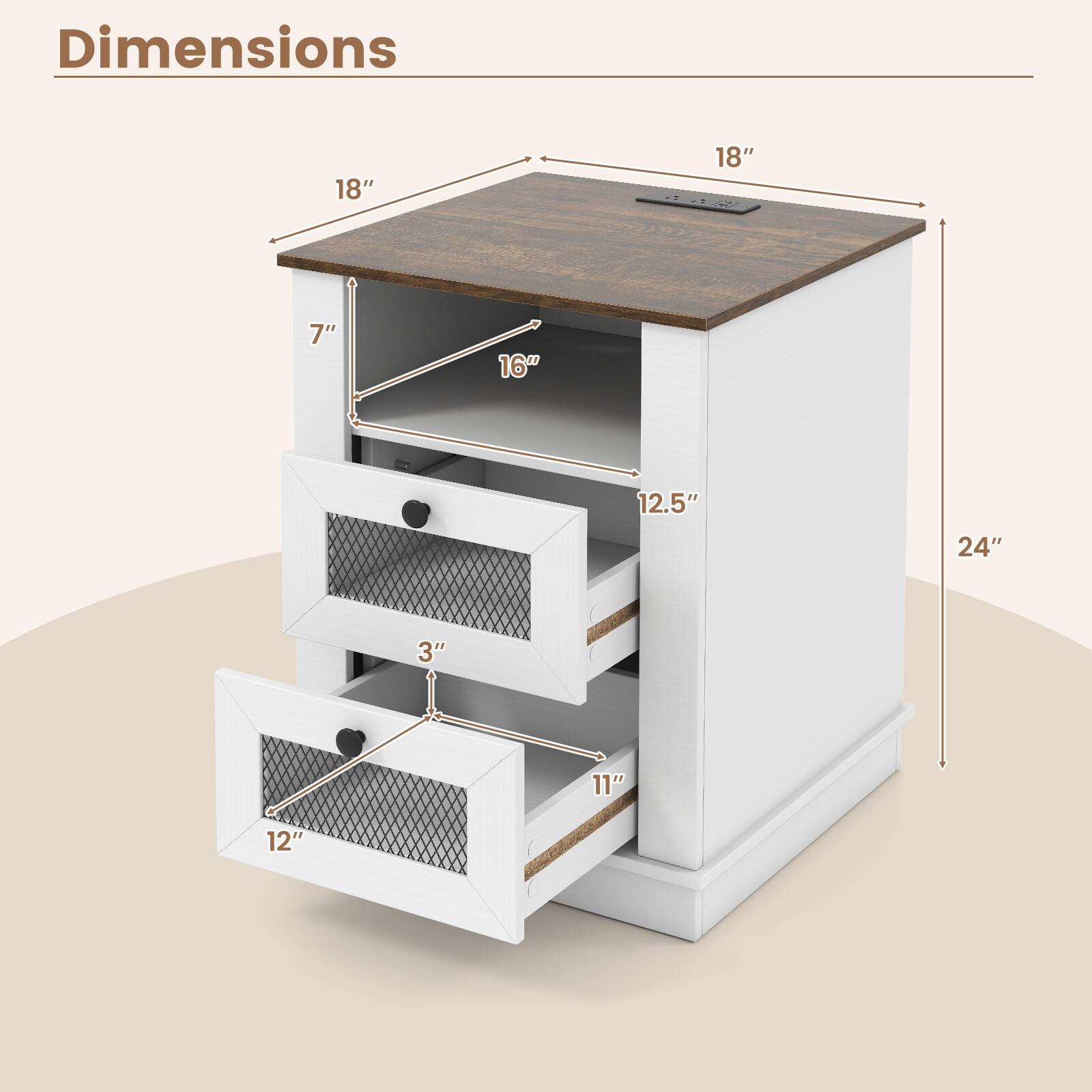 Dimensions: 18" x 18" x 7" x 16" x 12.5" x 24" x 3" x 11" x 12"