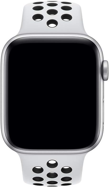 Back. Apple - Nike Sport Band for Apple Watch™ 44mm - Pure Platinum/Black - Black.