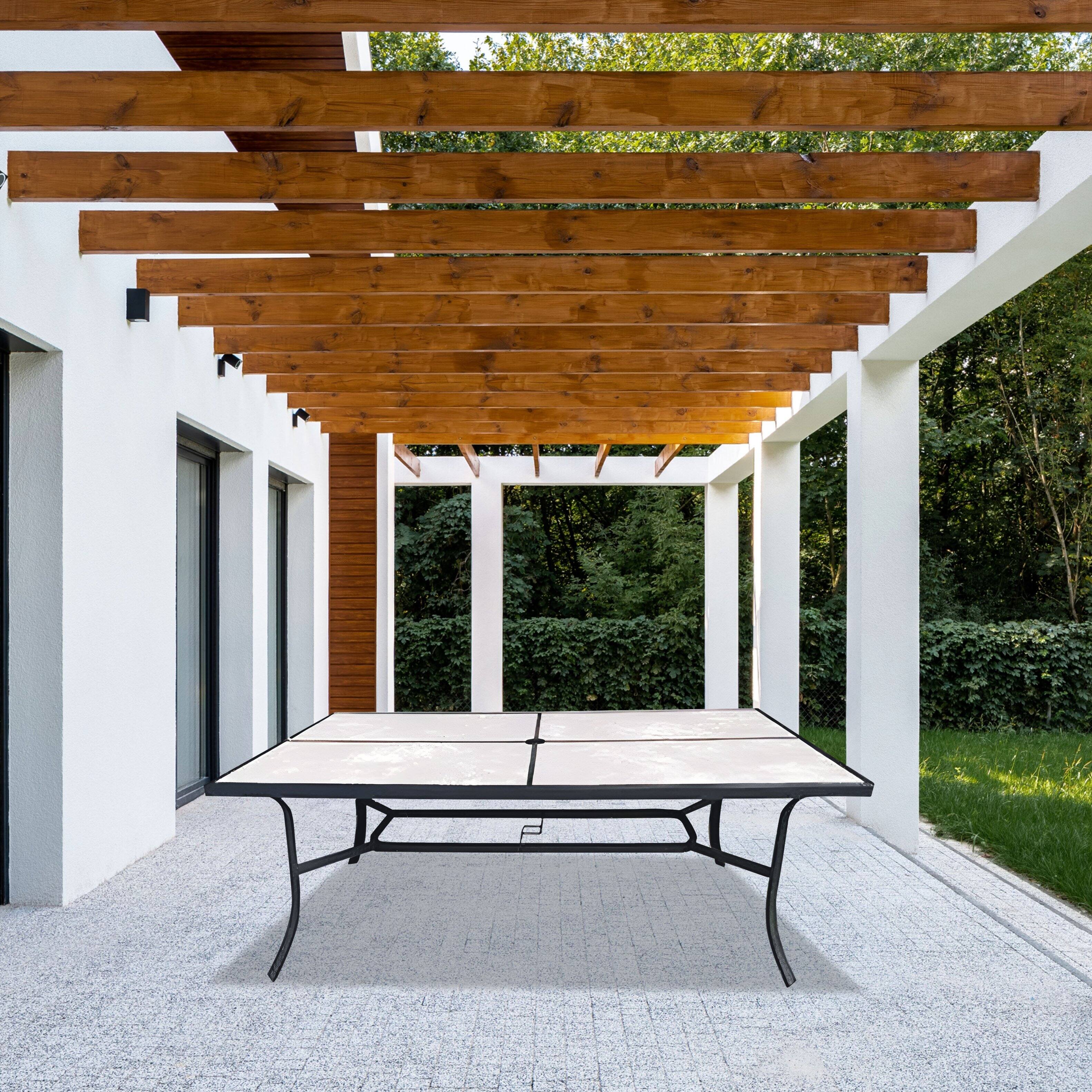 Alt View 3. Four Seasons Courtyard - Four Seasons Courtyard Campton 70 Inch Hills Dining Table with Slate Finish - Gray.