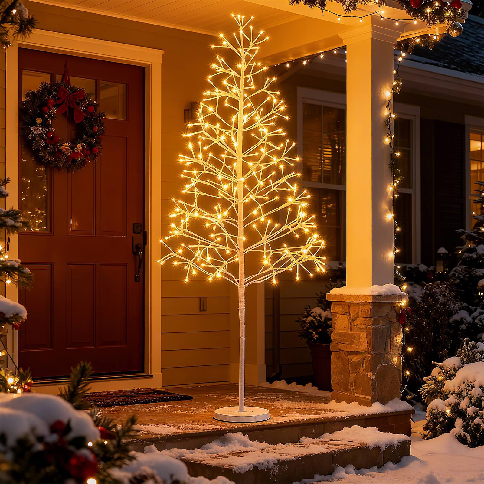 Alt View 2. Costway - Costway 5 FT Lighted Birch Tree with 240 Warm White Light LED Lights, Weighted Base - White.