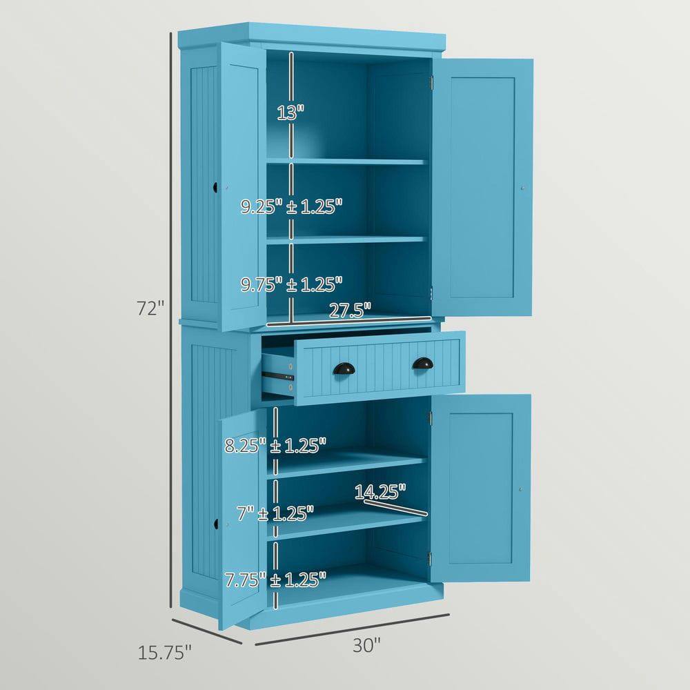 - Height: 72"
- Width: 30"
- Depth: 15.75"

Shelf Dimensions:
1. 13" (Height) x 9.25" ± 1.25" (Width) x 27.5" (Depth)
2. 9.75" ± 1.25" (Height) x 14.25" (Width) x 30" (Depth)
3. 8.25" ± 1.25" (Height) x 7" ± 1.25" (Width) x 15.75" (Depth)