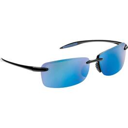 Flying Fisherman - Cali Polarized Sunglasses, Black Frame, Smoke-Blue Mirror Lenses - Matte Black/Smoke-Blue Mirror