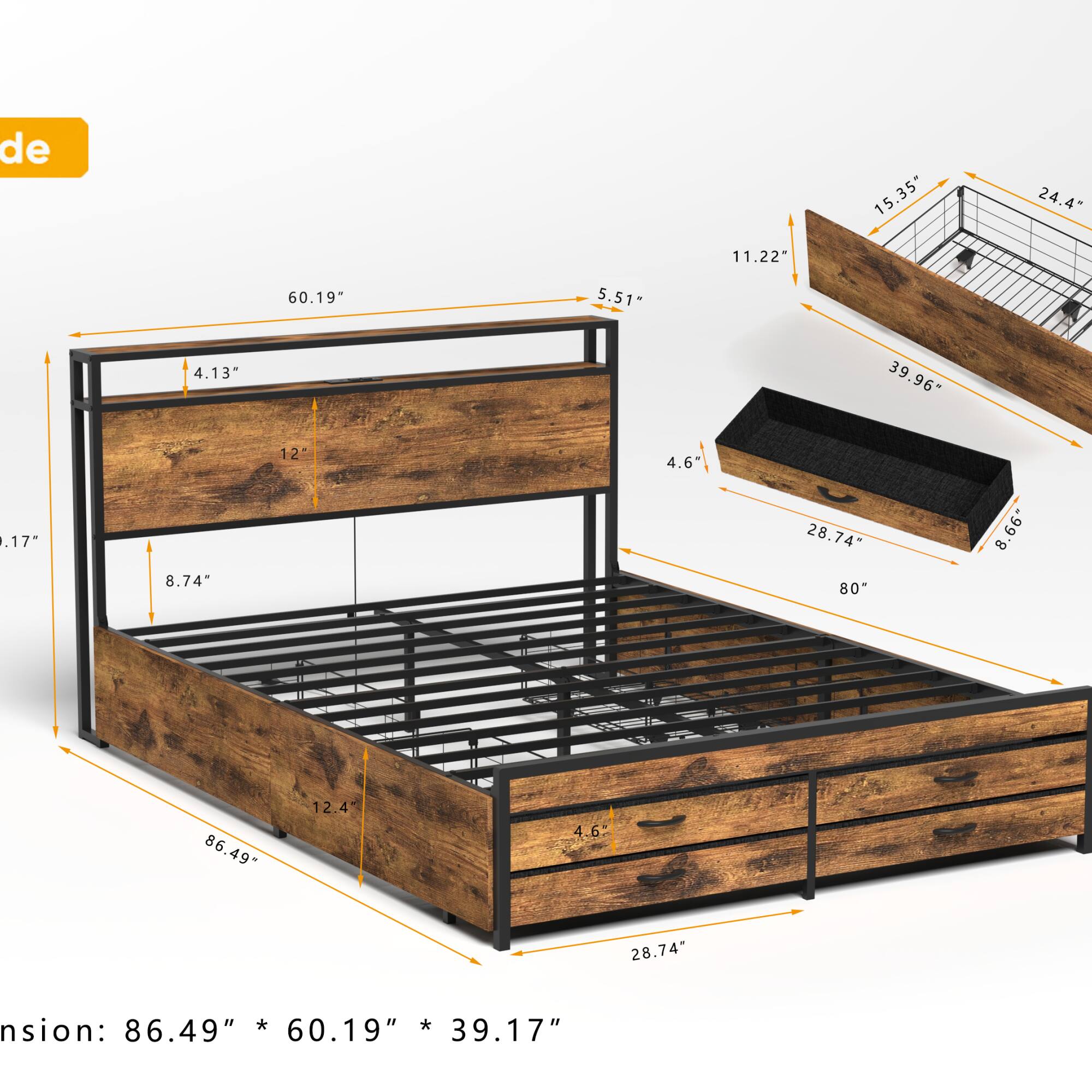 de

- 15.35"
- 24.4"
- 11.22"
- 60.19"
- 5.51"
- 4.13"
- 39.96"
- 12"
- 4.6"
- 8.74"
- 28.74"
- 80"
- 8.66"
- 8
- 86.49"
- 12.4"
- 4.6"
- 28.74"
- 86.49"
- 6.49"
- 60.19"
- 39.17"

Dimension: 86.49" * 60.19" * 39.17"