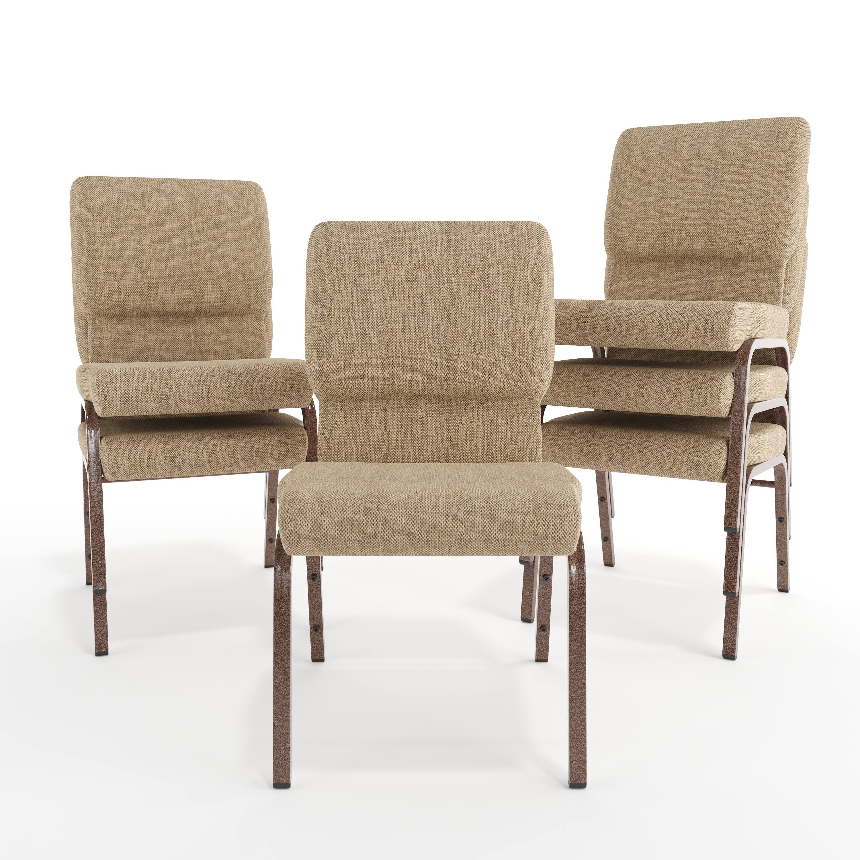 Alt View 10. Emma + Oliver - 18.5"W Stackable Church/Reception Guest Chair - Beige Fabric/Copper Vein Frame.