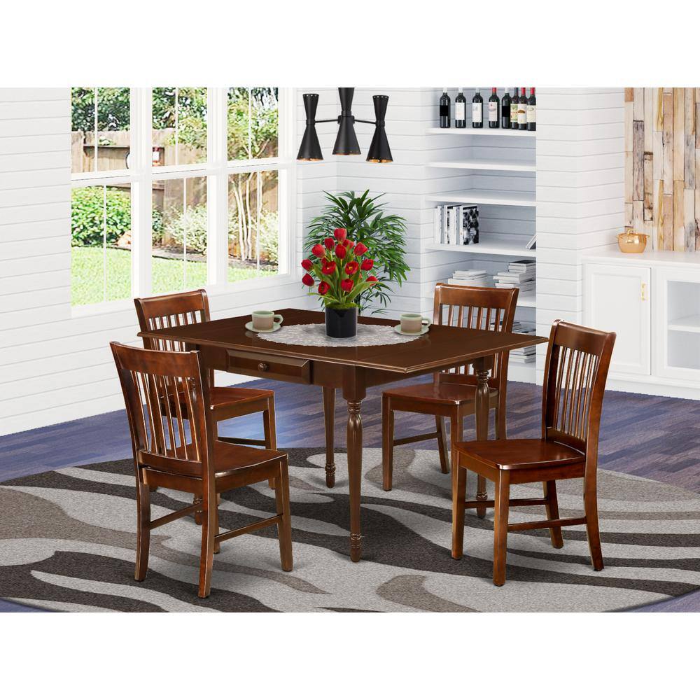 Angle. East West Furniture - Dining Room Set Mahogany - Brown.