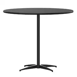 Flash Furniture - Lars 36'' Round Wood Cocktail Table with 30'' and 42'' Columns - Black