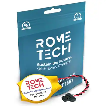1 YEAR WARRANTY ? SUPPORT ROME TECH
Sustain the Future, With Every Charge
ROME TECH
RomeTechBatteries.com
Part: CMOS-76
3V Li-lon