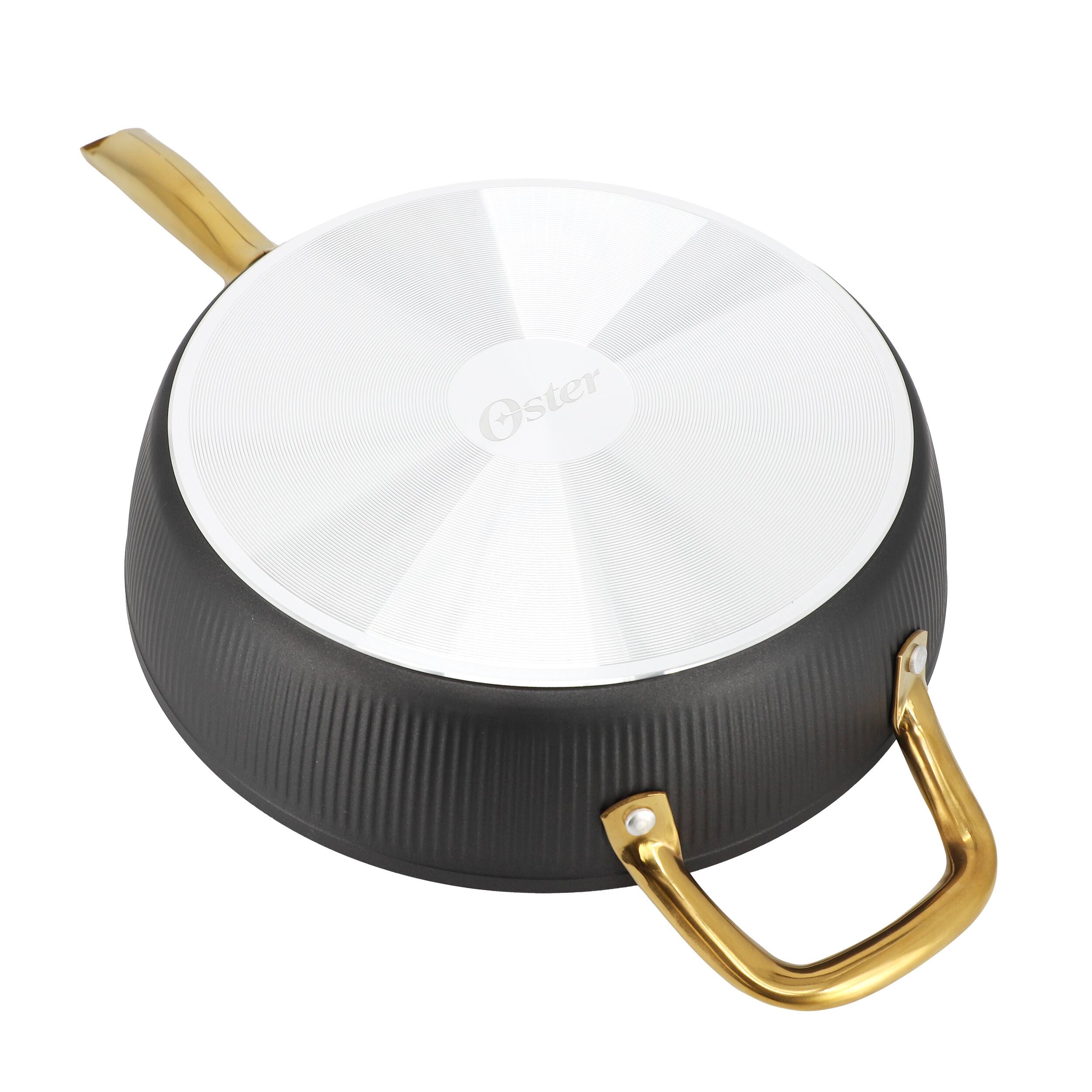 Alt View 4. Oster - Oster Abbottsford 4 Quart Nonstick Aluminum Saute Pan with Glass Lid in Black - Black.