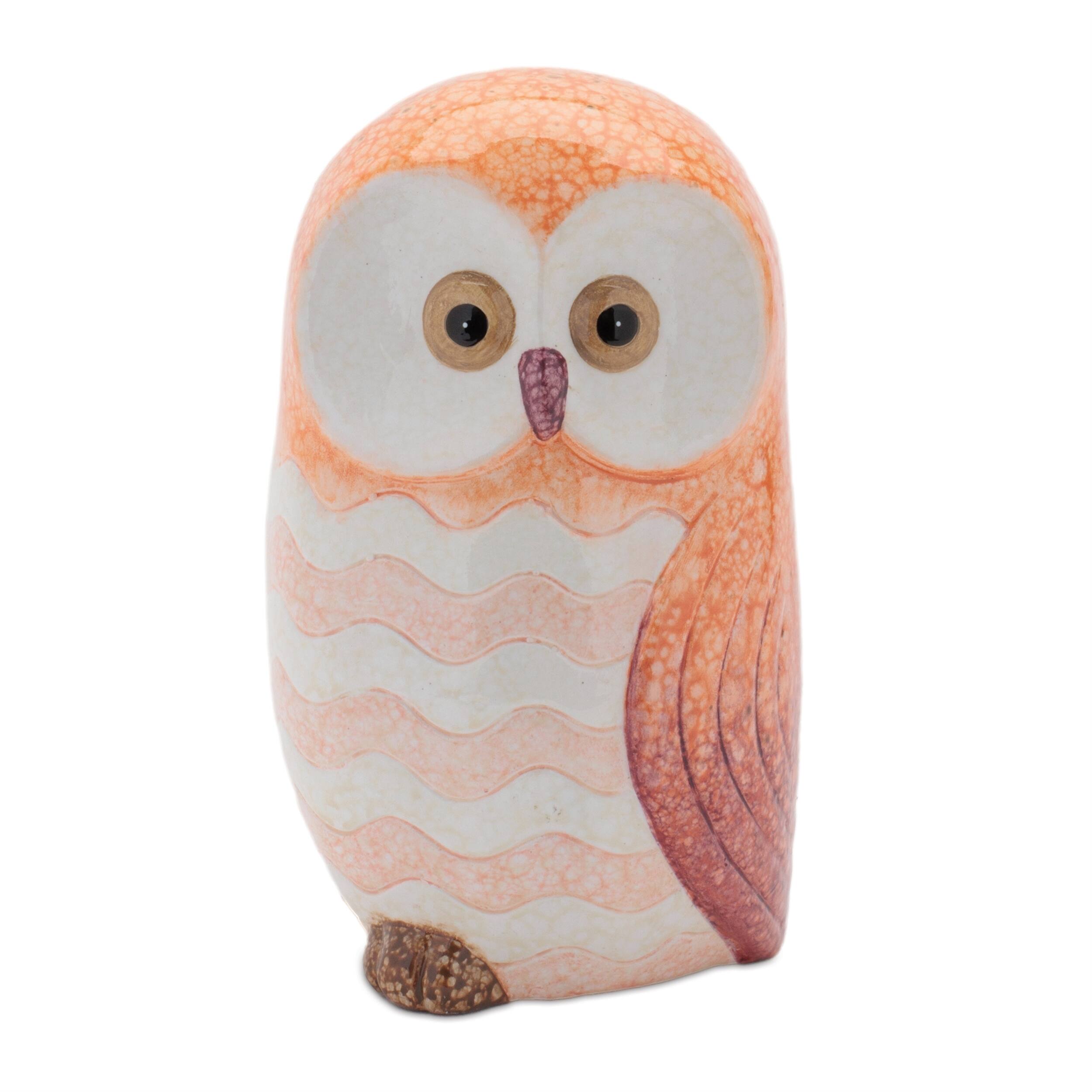 Alt View 1. BreeBe - Terra Cotta Owl Decor (Set of 3) - Pink, Beige.