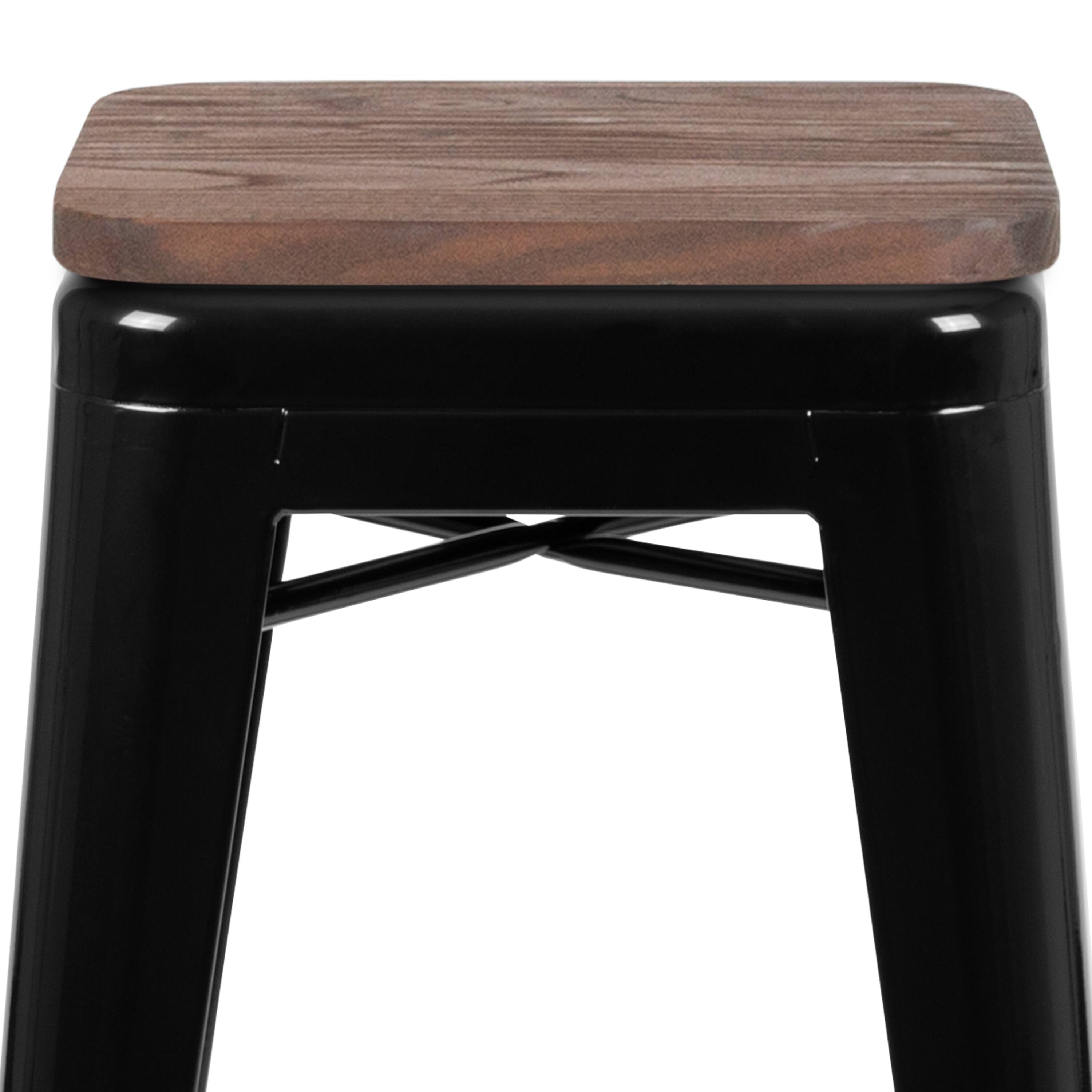 Alt View 14. Alamont Home - 30" High Metal Indoor Bar Stool with Wood Seat - Stackable Set of 4 - Black.