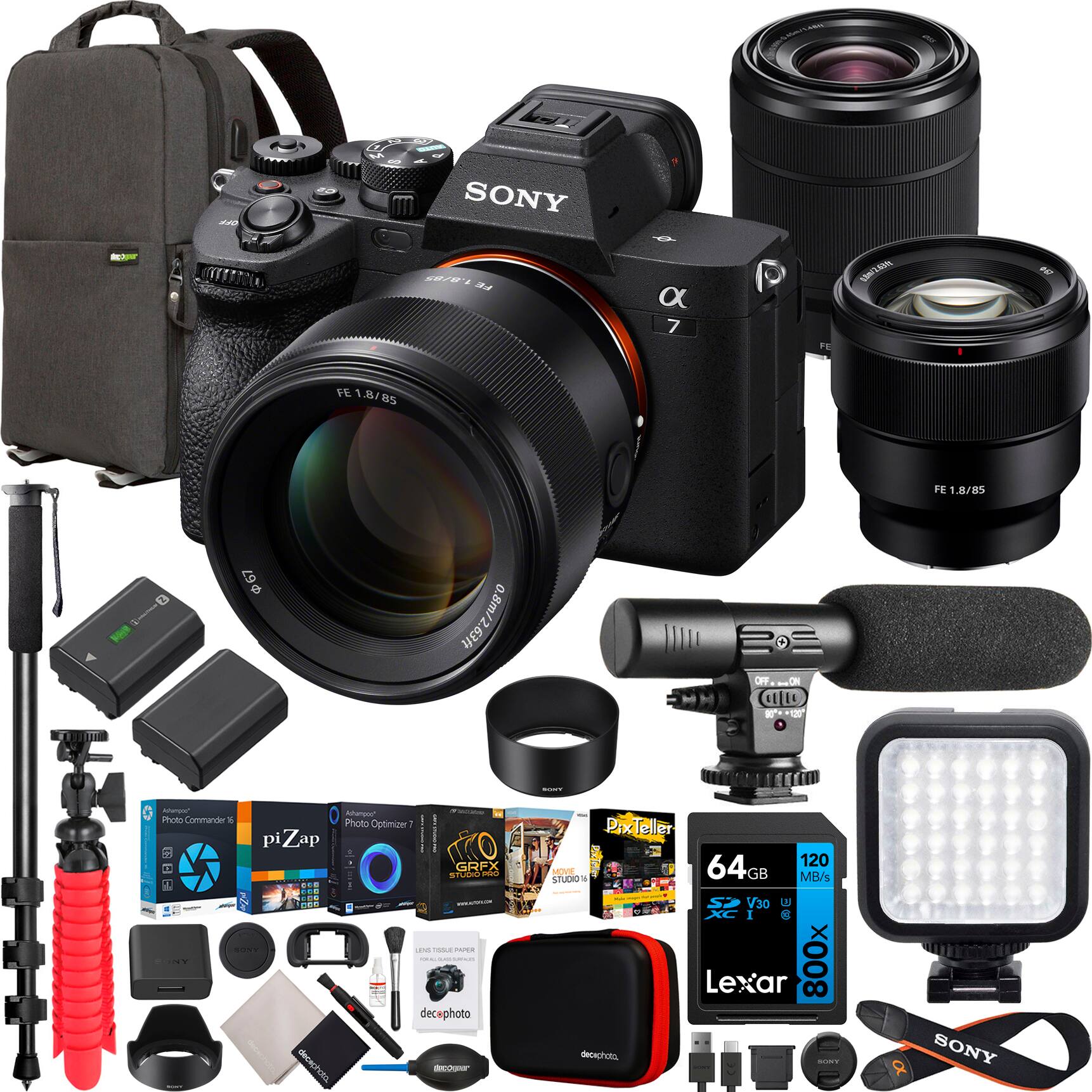 Sony - a7 IV Full Frame Mirrorless Camera + FE 85mm F1.8 + 28-70mm 2 Lens Kit Bundle